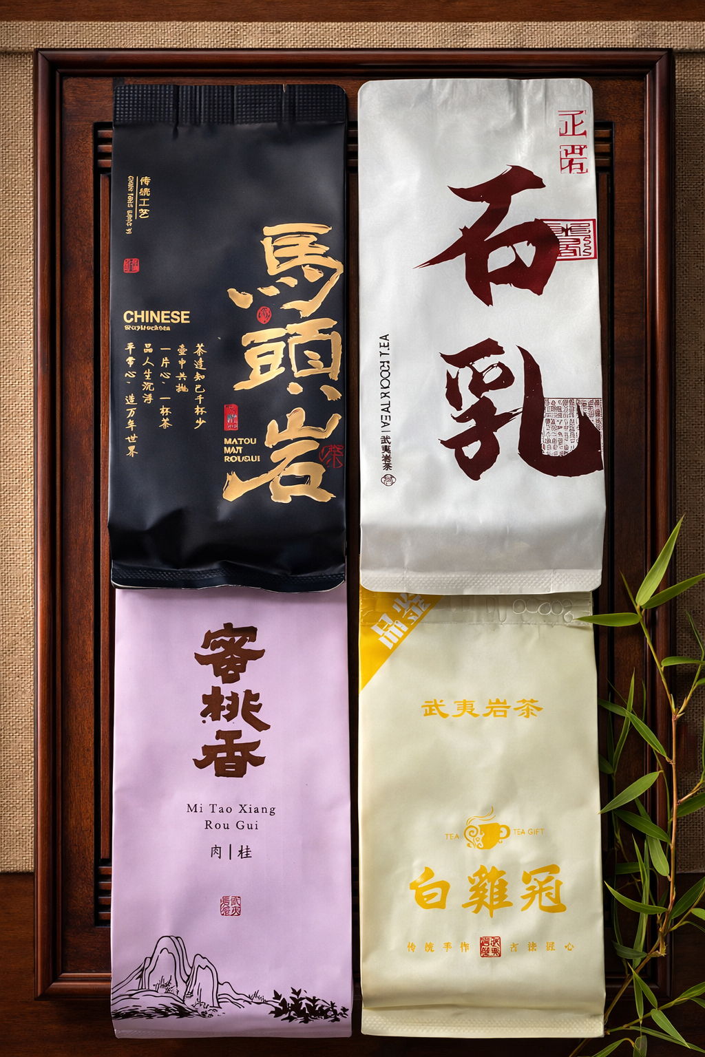 Wuyi Yan Cha Set, Roasted Rock Oolongs, 4 Teas