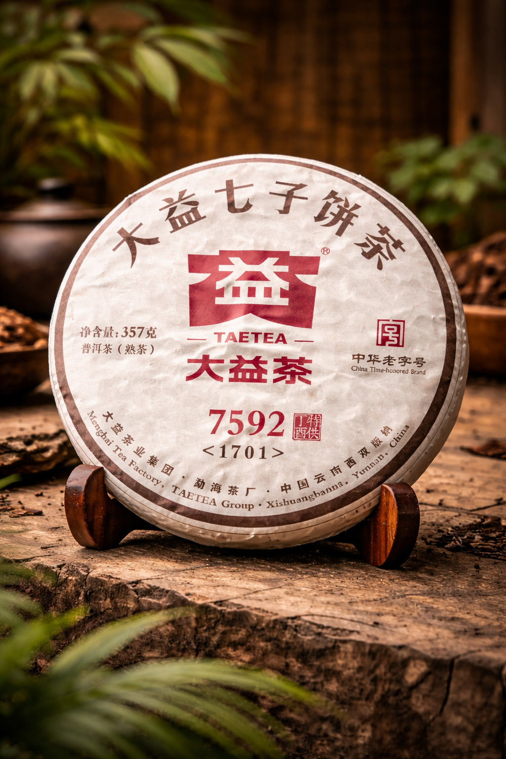 Da Yi 7592 Shu Pu-erh (Ripe Pu-erh) 2017, 357g | Menghai